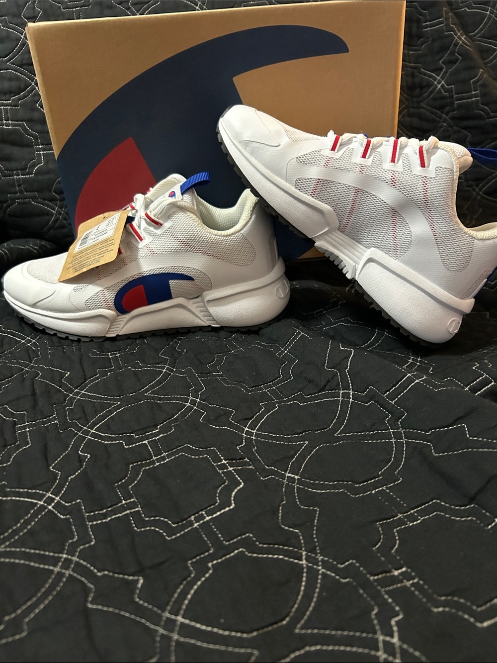 Champion Kids Sneakers Box in Tan and Navy